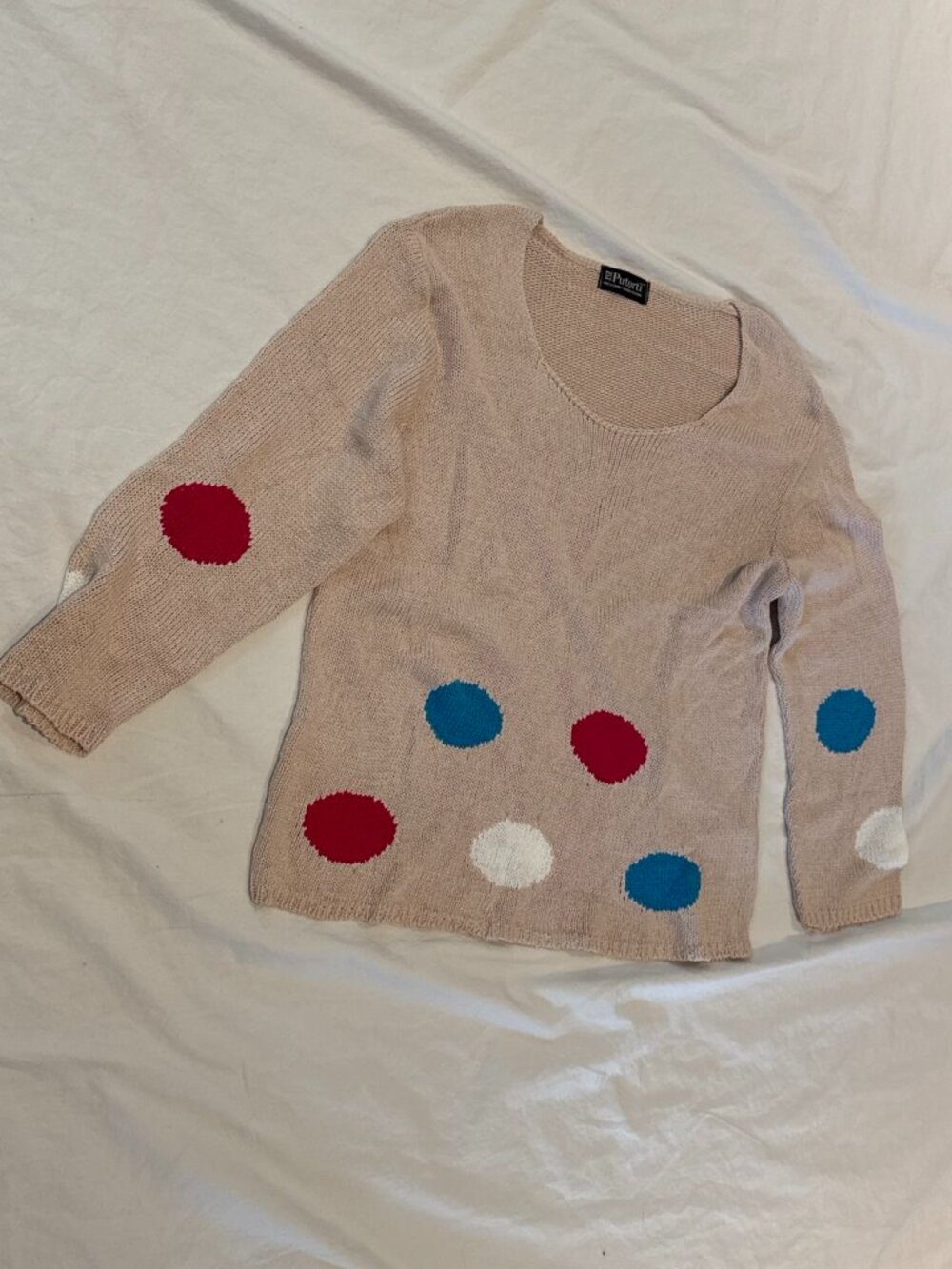 Putorti Beige Polka Dot Wool Sweater